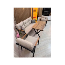 Houseart Vera 3+1+1 + Masa , Balkon, Bahçe - Cafe , Teras , Metal Kanepe Koltuk Takımı , Yemek Masası ,çay Seti Krem