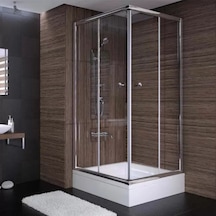 80x80x180 Kare Parlak Profil Şeffaf Cam Duş Kabini Krom 80x80x180 Kare Parlak Profil Şeffaf Cam Duş Kabini Krom