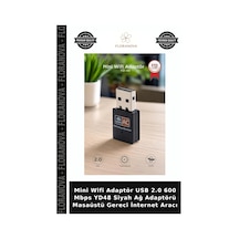 Mini Wifi Adaptör Usb 2.0 600 Mbps Yd48 Siyah Ağ Adaptörü Masaüstü Gereci İnternet Aracı