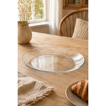 Cam Servis Tabağı Şeffaf Salata Ve Meyve Sunum Tabağı Kahvaltılık Pasta Meze Tabağı 33x25 Cm