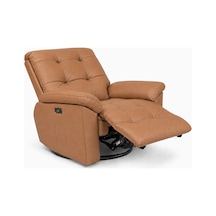 Smarto Relax Zürih Vıp Elektrikli Döner Sallanan Tv Koltuğu Kontrol Panelli Ergonomik Gerçek Deri Baba Koltuğu Kahverengi