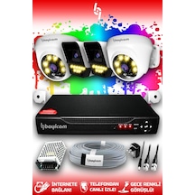 Bayicam 4 Kameralı Süper 2 İç Kamera Set HDD'siz 5 MP 2K Renkli Gece Görüşlü Güvenlik Kamerası Sistemi