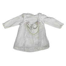 bebek elbise beyaz  jileli ikili elbise