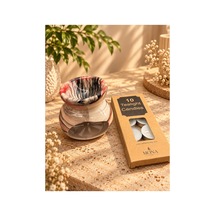Mermer Desenli Seramik Buhurdanlık Ve 10 Lu Tealight Mum /bej/kırmızı/siyah Bej-kırmızı-siyah