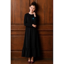 Angel&co. Girls Clothing Kız Çocuk Siyah Uzun Kollu Maksi Tesettür Penye Elbise Siyah - 842728793 Siyah