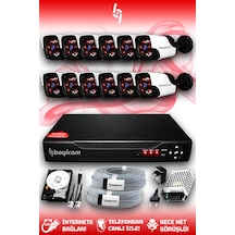 Bayicam 12 Kameralı Panda 12 Dış Kamera Set 250 GB HDD Full HD Gece Görüşlü Güvenlik Kamerası Sistemi