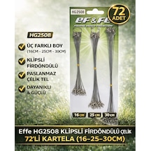 Effe Hg2508 Klipsli Fırdöndülü Çelik Tel 72li Kartela 16-25-30cm