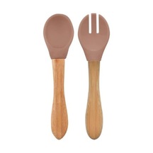 Oioi Mama Kaşığı Ve Çatal Seti Woody Brown Kahverengi