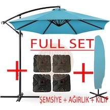 Gunbo Home 3 Mt 8 Kaburga Full Demir 21 Kg Turkuaz Bahçe Şemsiyes