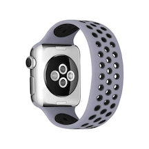 Newface - 557 - Apple Watch 42mm Ayarlı Delikli Silikon Kordon - Edntrend - - Gri-siyah