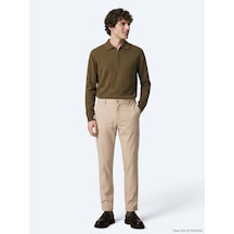 Kip Bej Düz Dokuma Jogging Fit Casual Pamuk Karışımlı Pantolon