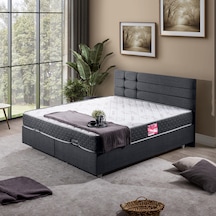 Viyana Çift Kişilik Baza Başlık Letto Yatak Seti - Antrasit 140 x 190