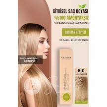 Renna Amonyaksız Bitkisel Yıpranmış Saçlar İçin Saç Boyası 8-0 Açık Kumral 60ml