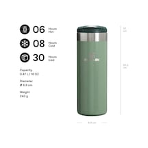 The Aerolight Transit Mug Termos Bardak, 0.47 Litre, Yeşil Hammertone Green Çok Renkli