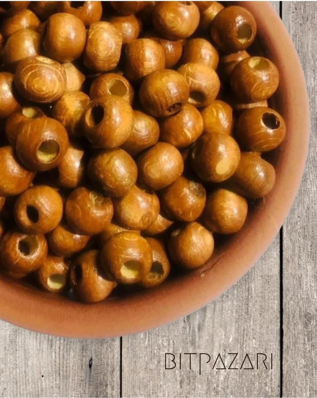 Meşe Rengi Açık Kahve Ahşap Boncuk - 10mm - 200 Adet