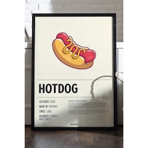 Hotdog Ahşap Çerçeveli Poster, Dekoratif Mutfak Duvar Tablosu