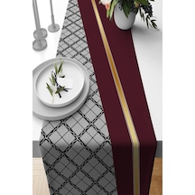 Bordo Ekoseli Desen Premium Masa Örtüsü Runner Rnr600n11