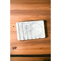 Betonmall Mermer Desenli Banyo Mutfak Tuvalet Beton Katı Sabunluk Su Giderli 8x13 Cm - Beyaz Beyaz