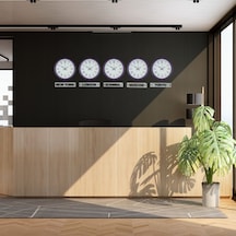 Modern Mor 36 Cm 5 Li Tabealalı Dünya Saatleri Otel Ve Resepsiyon Saati
