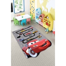 Kırmızı Kaymaz Taban Arabalı Lazer Kesim Çocuk Halısı Kd082n11