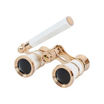 Nefis Işlemeli, Tiyatro / Opera Dürbünü 3x25 Prinç Metal Kaplamalı Retro Beyaz