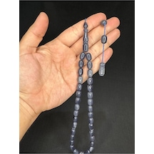 Sıkma Kehribar Tesbih Koyu Gri Renk Kapsül Kesim 12mx8mm T-547