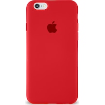 Apple Uyumlu iPhone 6s Plus Logolu Silikon Kılıf Altı Kapalı İçi Kadife Lansman Arka Kapak