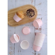 50&apos Li Açık Pembe Puantiyeli Muffin Kek Kalıbı, Kek Kapsülü Cupcake Kalıbı, Airfryer Uyumlu .