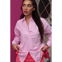 Madmext Pembe Pötikareli Uzun Kollu Kadın Gömlek Mg2386 Pembe
