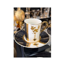 24k Altın Yaldızlı 6 Kişilik Porselen Kahve Fincan Takımı 90 Ml Altın