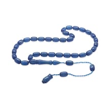 Tesbihname Sistemli Özel Kesim Sedefli Mavi Sıkma Kehribar Tesbih