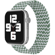 Wozlo iOS Uyumlu Watch 1 2 3 4 5 6 7 8 Se Ultra Spor Loop Örgü Kordon L Beden 42/44/45mm - Yeşil Beyaz