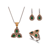Gümüş Zümrüt Yeşili Taşlı Otantik Set G37Tk Altınsepeti
