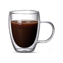Çift Cidarlı Latte, Kahve, Meşrubat, Bitki Çayı Cam 300 Ml Kupa Seti, 1 Adet - 12038 Beyaz - Çok Renkli