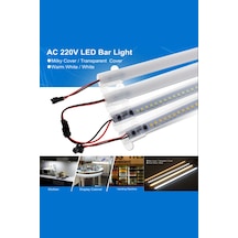 220 Volt 4014 Çubuk Led 50CM Kasalı Dim Edilebilir Bar Led Beyaz-Opak Cam
