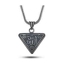 Gümüş Çiçek Motifli Allah Yazılı Cevşen Kolye Çok Renkli