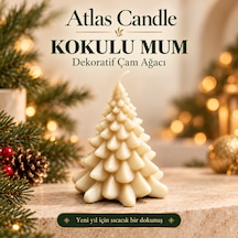 Krem Kokulu Çam Ağacı Mum - Dekoratif Yılbaşı Hediyesi