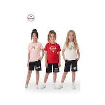 Fyk Kids 3'lü Yuvarlak Yaka Kaprili Baskı Detaylı Yazlık Kız Çocuk 6 Parça Alt Üst Takım Çok Renkli