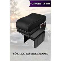 Citroen C3 2011 Uyumlu Bardaklıklı Lüks Tip Kol Dayama Küllüklü Siyah Renk