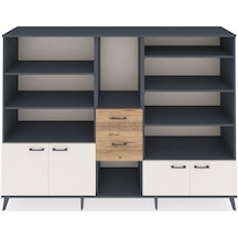 Hyperion Dolap 10 Raflı 2 Çekmeceli 4 Kapaklı 220x44x163 Antrasit Antrasit-aytaşı/çam
