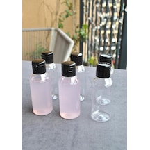 6 Adet 100 Ml Siyah Fliptop Kapaklı Şeffaf Kolonya Şişesi Doldurulabilir Pet Şişe Şampuan Krem Tek Renk