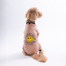 Kahverengi Smile Pijama Orta Ve Büyük Irk Köpek Pijaması - Köpek Tulumu - Köpek Kıyafeti 15 Kg-45 Kg