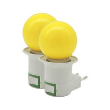 Top Led Gece Lambası E27 Duy Hediyeli 1W Tasarruflu Sarı 2 Adet Çok Renkli