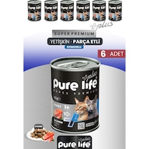 Purelife Plus 6'lı Somonlu Yetişkin Konserve Chunk Parça Etli Yaş Mama 400 G