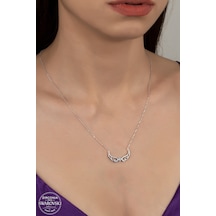 Union Swarovski Zirconia Kadın Kanatlı Kalp Gümüş Kolye (549864202)-Gümüş