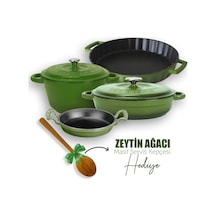 Lava Döküm 4X New Heritage Serisi Döküm Demir Tencere Tava Seti - Yeşil