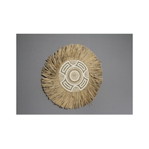 5 Adet Hasır Pano Duvara Asmalı Dekoratif Panel, Natural Renk, 50 Cm, Wicker Wall Hanging