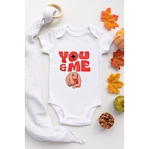 Babylimon Bebek Beyaz You And Me Desenli Kısa Kol Body Beyaz - 102863674 Beyaz