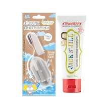 ' Jıll Jack N Jill Bebek/çocuk Diş Fırçalama Seti Silikon 2'li Parmak Fırça + Çilek Aromalı Diş Macunu 50g
