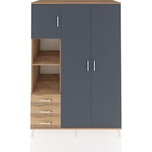 Kronos Dolap 6 Raflı 3 Çekmeceli Tek Askılı 132x59x195 Çam-antrasit/çam Antrasıt/atlas Çam